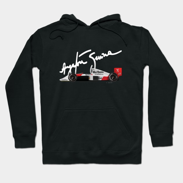 Ayrton Senna's McLaren MP4/5 Illustration with signature Hoodie by Burro Wheel